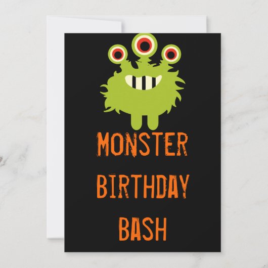 グリーンオレンジモンスターバースデーパーティ招待状 招待状 (裏面)