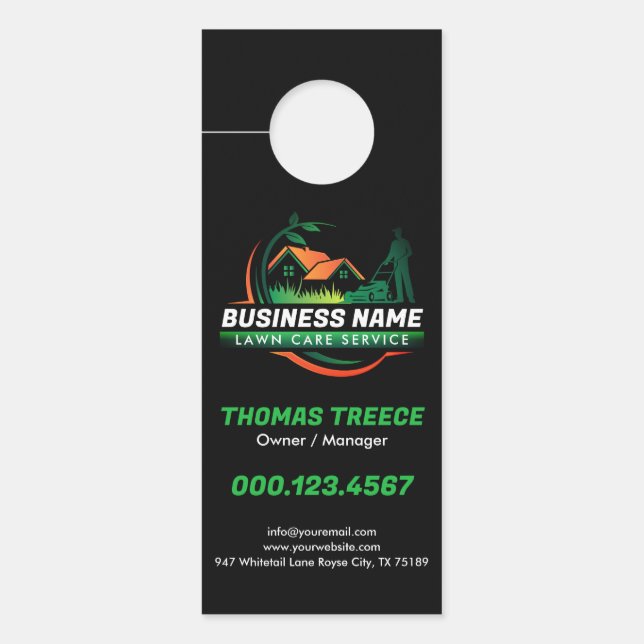 グリーンオレンジロモダンーン気に造園サービス ドアノブサイン (正面)