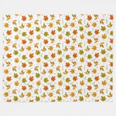 グリーンオレンジ金ゴールド秋落下離れ フリースブランケット (正面(横))