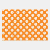 グリーンオレンジ3 pc調整バレーボールパターン ラッピングペーパーシート (正面2)