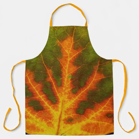 グリーンオレンジ&イエロー《植物》アスペンリーフ#1 エプロン (正面)