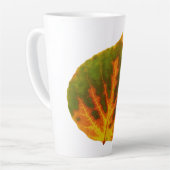 グリーンオレンジ&イエロー《植物》アスペンリーフ#1 カフェラテマグ (左アングル)