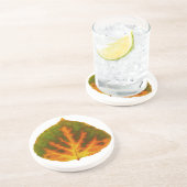 グリーンオレンジ&イエロー《植物》アスペンリーフ#1 コースター (側面)