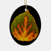グリーンオレンジ&イエロー《植物》アスペンリーフ#1 セラミックオーナメント (右)