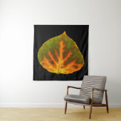 グリーンオレンジ&イエロー《植物》アスペンリーフ#1 タペストリー (インサイチュ)