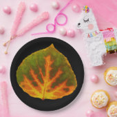 グリーンオレンジ&イエロー《植物》アスペンリーフ#1 ペーパープレート (パーティー)