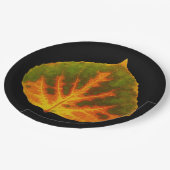 グリーンオレンジ&イエロー《植物》アスペンリーフ#1 ペーパープレート (アングル)