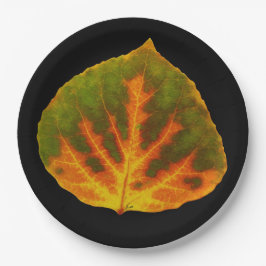 グリーンオレンジ&イエロー《植物》アスペンリーフ#1 ペーパープレート