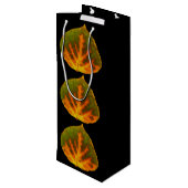 グリーンオレンジ&イエロー《植物》アスペンリーフ#1 ワインギフトバッグ (裏面アングル)