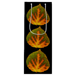グリーンオレンジ&イエロー《植物》アスペンリーフ#1 ワインギフトバッグ