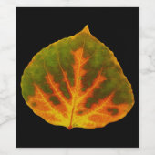 グリーンオレンジ&イエロー《植物》アスペンリーフ#1 ワインラベル (シングルラベル)
