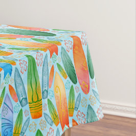 グリーンオレンジ&ブルーサマーサーフィンサーフボード テーブルクロス