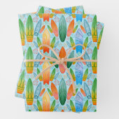 グリーンオレンジ&ブルーサマーサーフィンサーフボード ラッピングペーパーシート (インサイチュ)