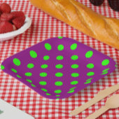 グリーンオンパープル水玉模様パターンデザイン ペーパープレート