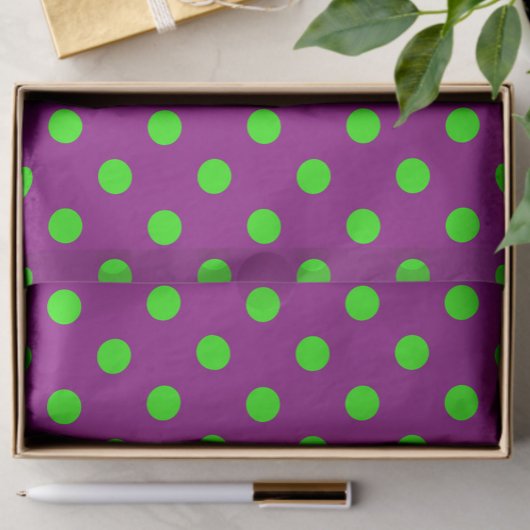 グリーンオンパープル水玉模様パターンデザイン 薄葉紙