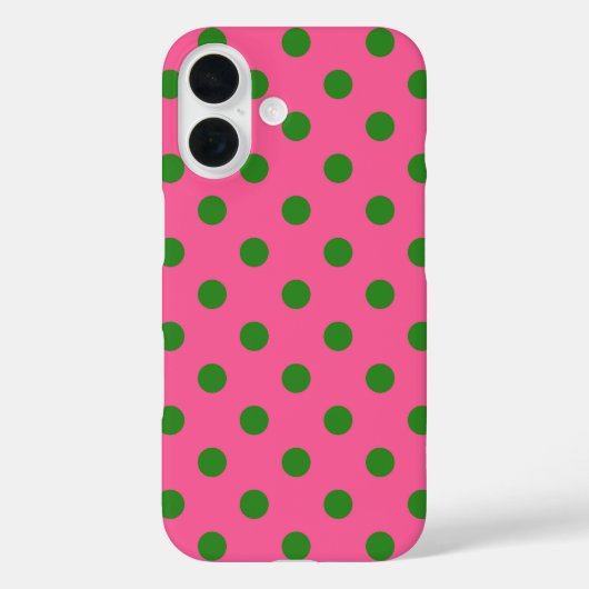 グリーンオンピンク水玉模様パターンデザイン Case-Mate iPhoneケース (裏面)