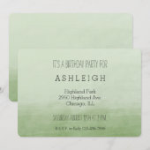 グリーンオンブル水彩誕生日 招待状 (正面/裏面)