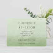 グリーンオンブル水彩誕生日 招待状 (スタンド正面)