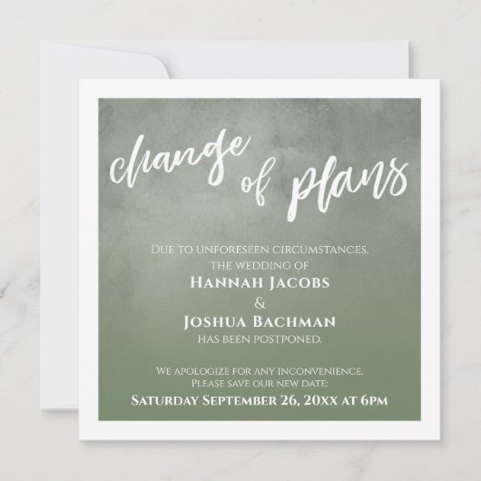 グリーンオンブレ 延期 結婚式 計画変更 カード (正面)