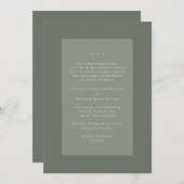 グリーンオンモダンセージミニマルシンプル結婚ズ 招待状 (正面/裏面)