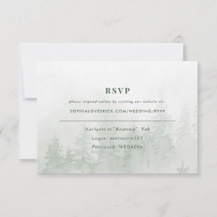 グリーンオンラインのフォグフォレストの緑RSVP 出欠カード