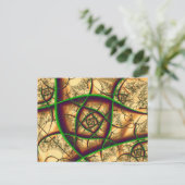 グリーンオン金ゴールドフラクタルファインアート ポストカード (スタンド正面)