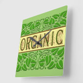 グリーンオーガニックことわざウォールクロック スクエア壁時計 (傾斜)