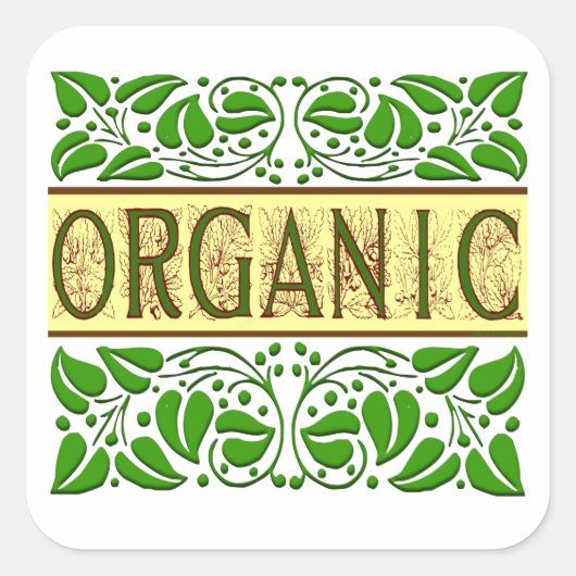 グリーンオーガニックスローガンのシール スクエアシール (正面)