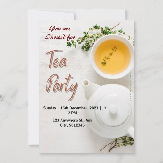 グリーンオーガニックティーパーティー招待状 招待状 (正面)