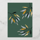 グリーンオーガニックナチュラル結婚クリスマスの写真金ゴールド 箔シーズンカード (裏面)