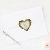 グリーンオーガニック自然フラクタルモノグラムのステッカー ハートシール (封筒)