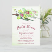 グリーンオーキッドの花のブライダルシャワー招待状 招待状 (スタンド正面)