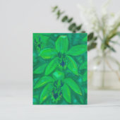 グリーンオーキッドトロピックフラワーフローラパステル絵画ズ ポストカード (スタンド正面)