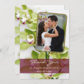 グリーンオーキッドフォト結婚ズサンキューカード サンキューカード (正面/裏面)