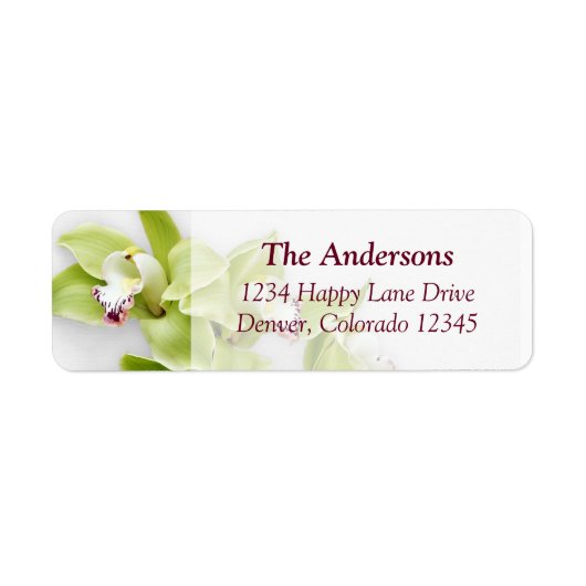 グリーンオーキッ結婚ト差出人住所ラベル ラベル (正面)