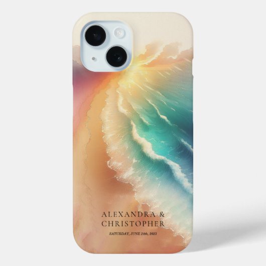 グリーンオーシャンビーチ水彩スタイリッシュサマーサン Case-Mate iPhoneケース (裏面)