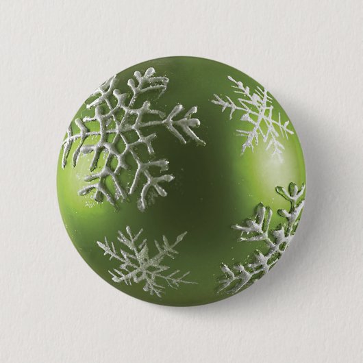グリーンオーナメントと雪片 缶バッジ (正面)