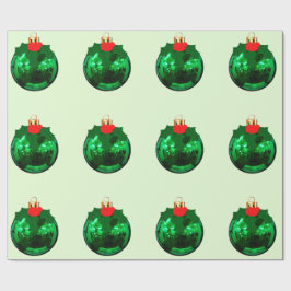 グリーンオーナメントオンライトグリーンラッピング紙 ラッピングペーパー