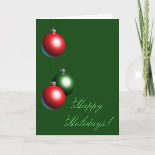 グリーンオーナメントハッピーホリデーズカード（会社） シーズンカード (正面)