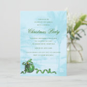 グリーンオーナメントブルークリスマスパーティートロピカルテーマ 招待状 (スタンド正面)