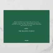 グリーンオーナメントベビーアナウンスホリデーカード 箔シーズンカード (裏面)