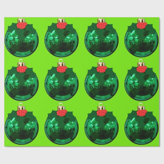 グリーンオーナメントホリーグリーン包装紙 ラッピングペーパー (フラット)