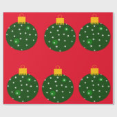 グリーンオーナメントレッドラッピング紙 ラッピングペーパー (フラット)
