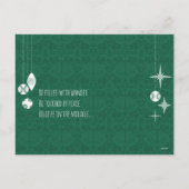 グリーンオーナメントレトロクリスマスファミリーフォト シーズンポストカード (裏面)