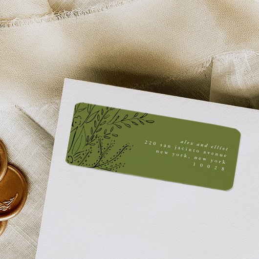 グリーンオーバーフローするブーケ差出人住所ラベル ラベル