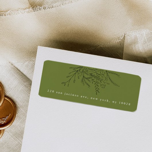 グリーンオーバーフローするブーケ差出人住所ラベル ラベル