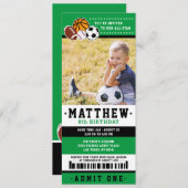 グリーンオールスタースポーツチケット誕生日パーティー写真 招待状 (正面/裏面)