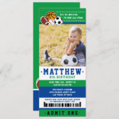 グリーンオールスタースポーツチケット誕生日パーティー写真 招待状 (正面/裏面)