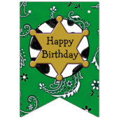 グリーンカウボーイテディベア誕生日バナー バンティングフラッグ (第1の旗)