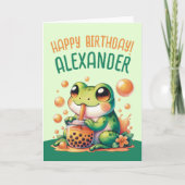グリーンカエルとオレンジボバブルティー カード (正面)